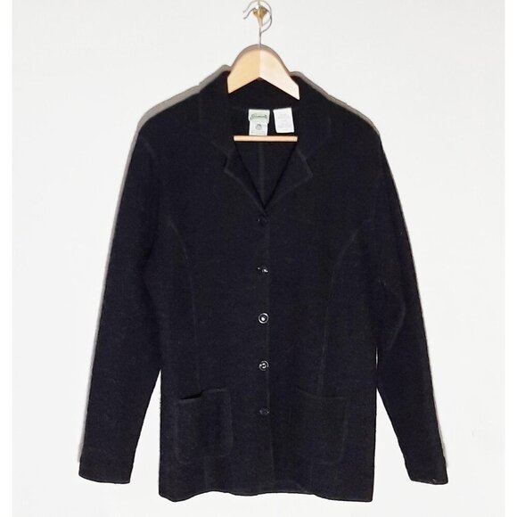 Vintage Charcoal Grey Sweater Jacket Pure Wool Penman's Woolmark Hong Kong Small - Picture 1 of 3